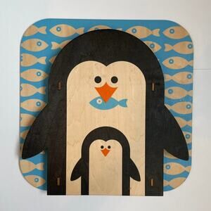Penguin wooden wall hanging